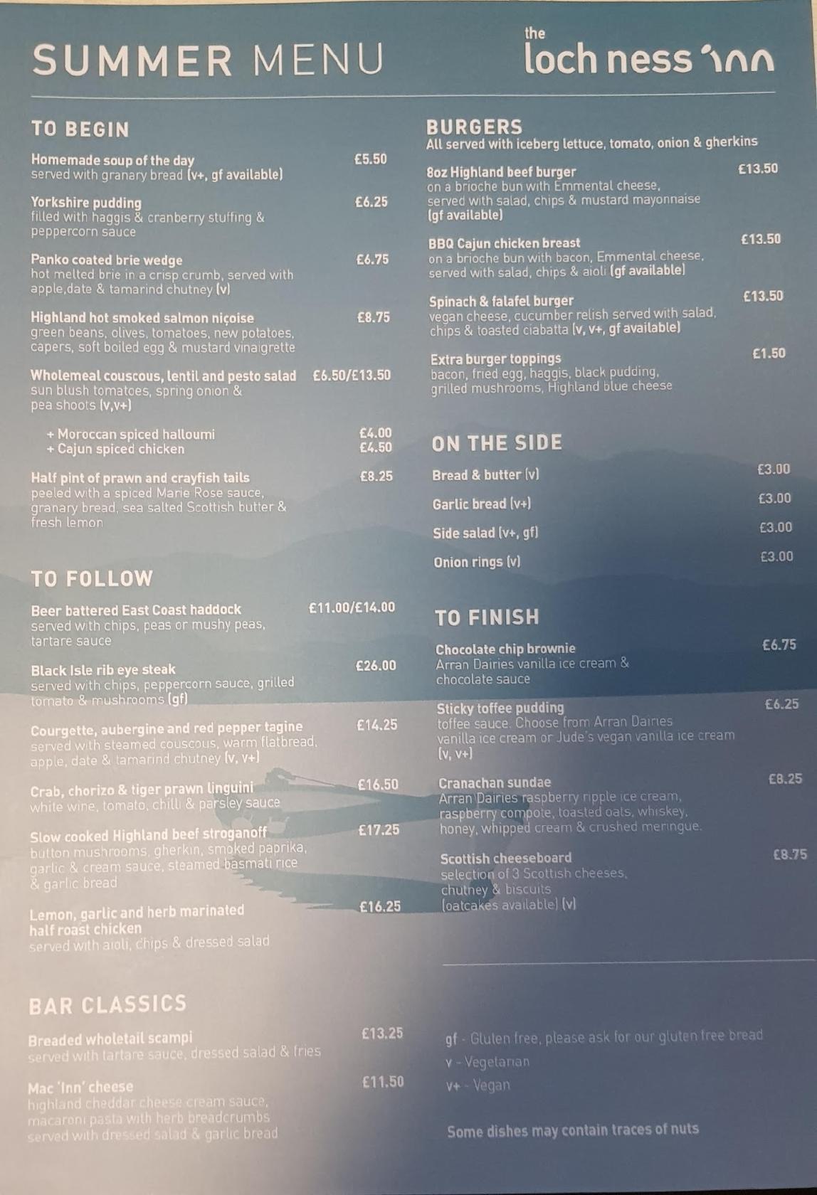 Menu at The Loch Ness Inn pub & bar, Drumnadrochit