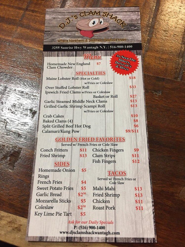 Menu at DJ's Clam Shack Wantagh restaurant, Wantagh