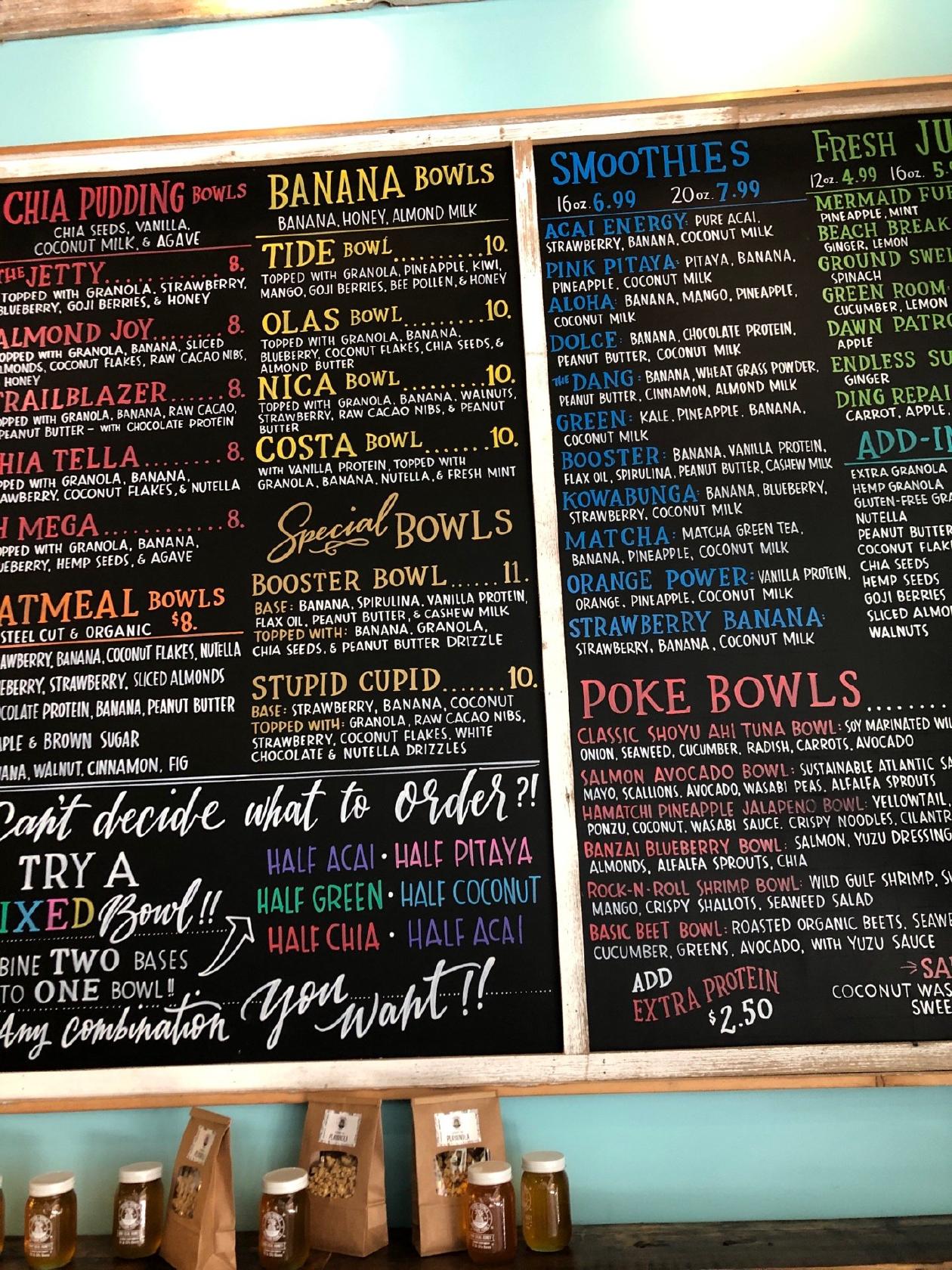 Menu at Playa Bowls pub & bar, East Brunswick, 587 NJ18