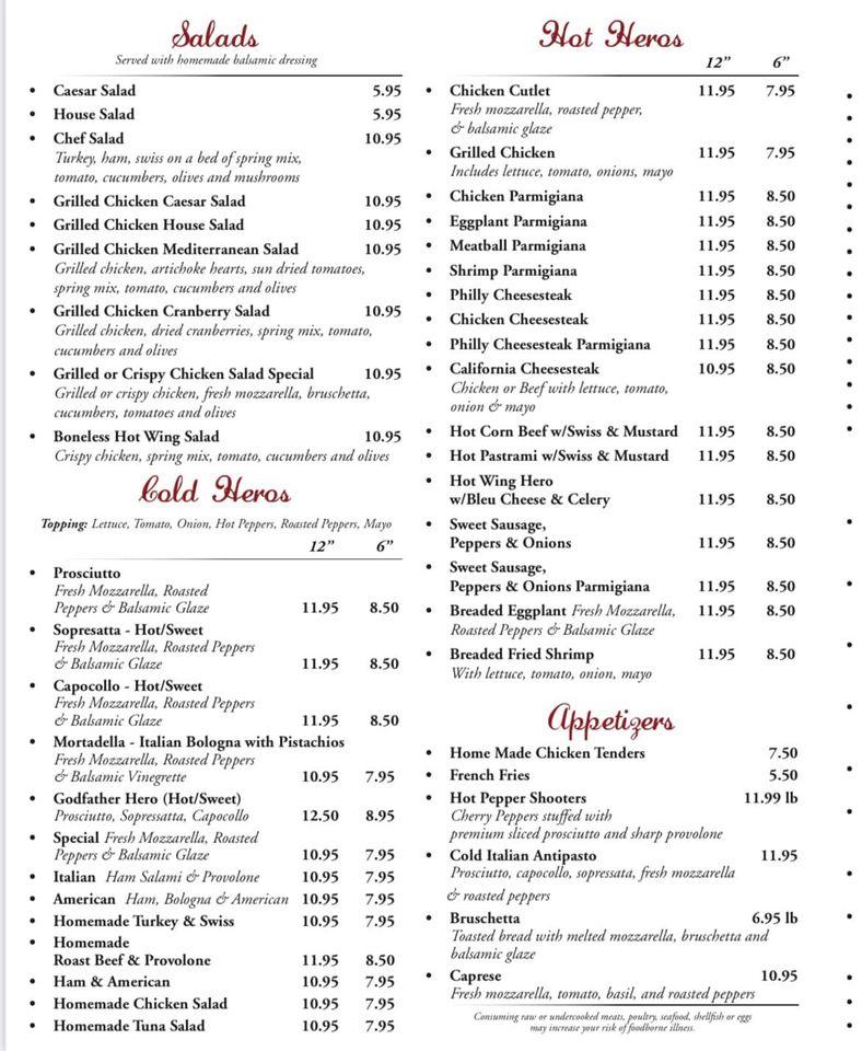 Menu at Arthur Ave Italian Deli restaurant, Honesdale