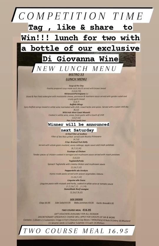 Menu at Bistro 53 Maynooth restaurant, Maynooth, Main St