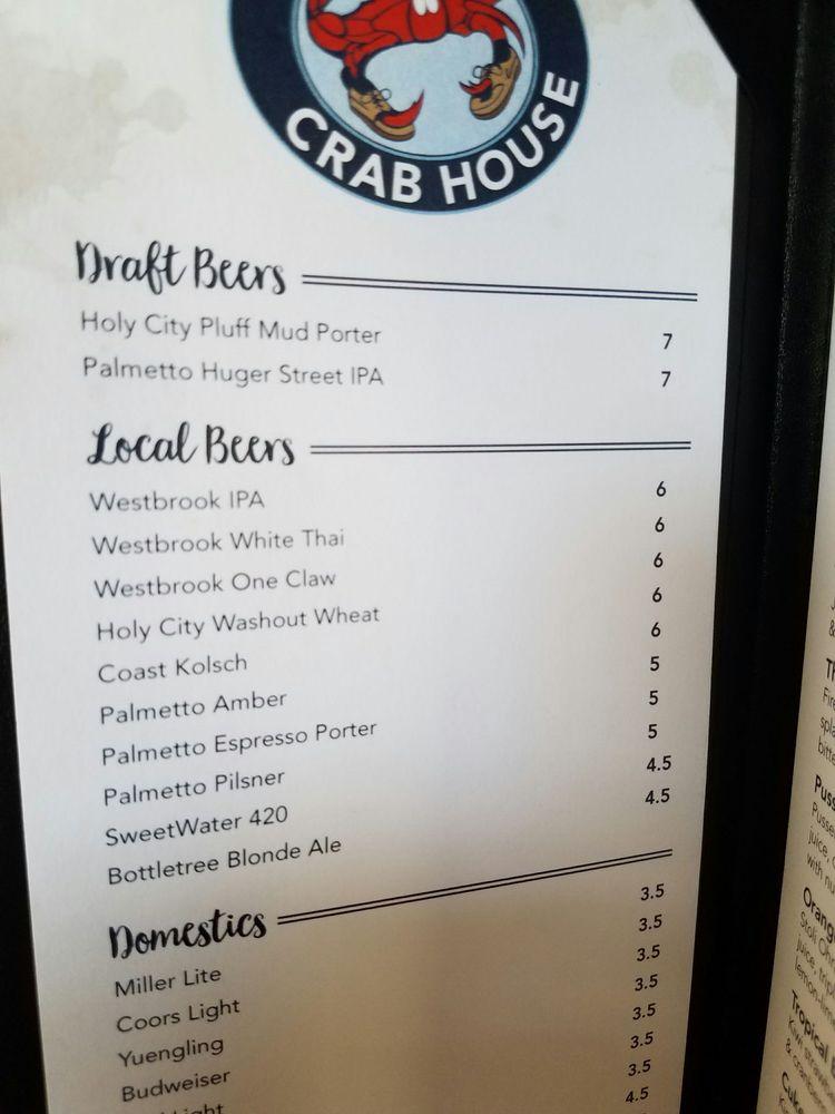 Menu at Charleston Crab House restaurant, Charleston, 41 S Market St