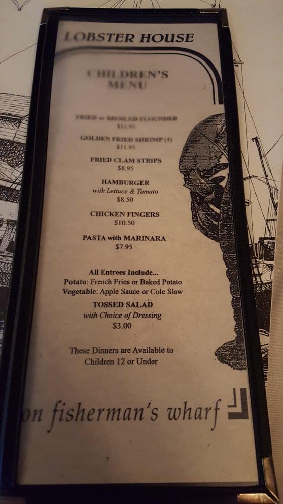 Menu at The Lobster House restaurant, Cape May, 906 Schellengers Landing Rd