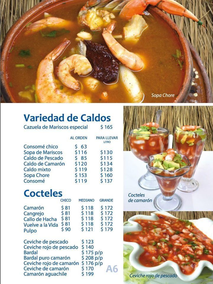 Carta del restaurante Mariscos La Anacua, Monterrey, Av Lázaro Cárdenas