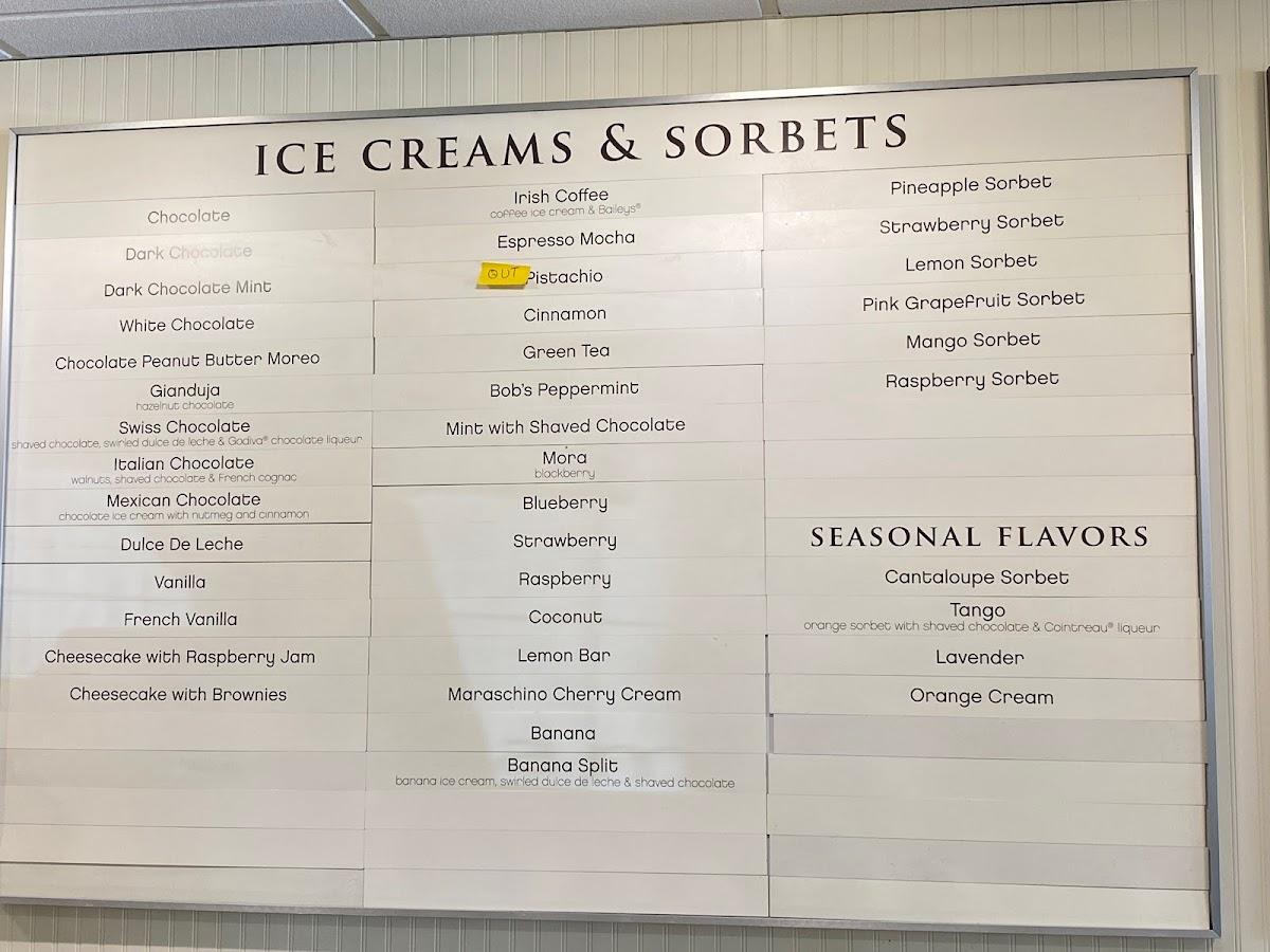 Menu at Mora Iced Creamery desserts, Bainbridge Island, 139 Madrone Ln N