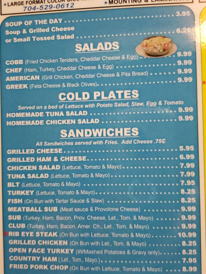Menu at Pressley Park Restaurant, Charlotte