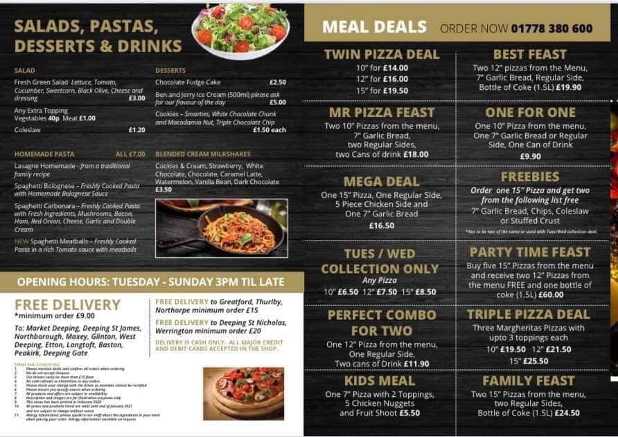 Menu at Mr pizza deeping pizzeria, Peterborough