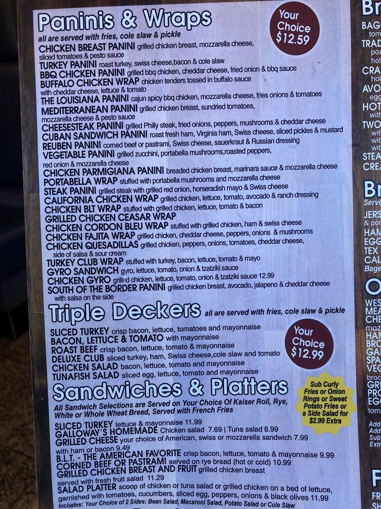 Menu at Galloway Casual Dining restaurant, Galloway, 245 W White Horse Pike