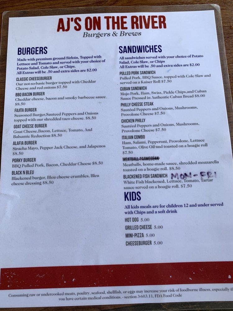 Menu at Jerry's Dockside Bar & Grill, Gibsonton