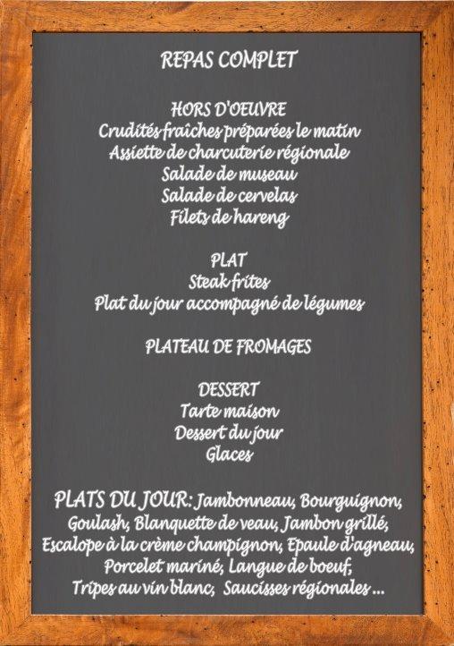 Menu de Chez Bébert