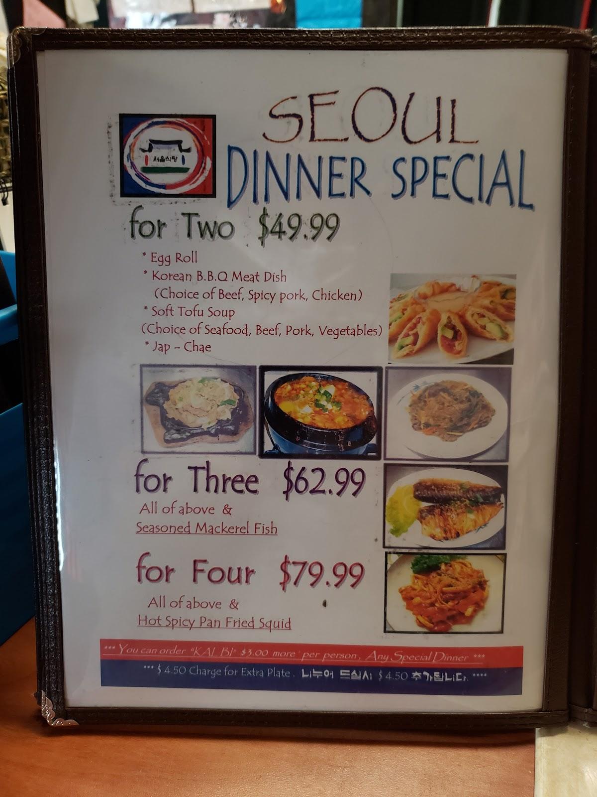 Menu at Seoul Garden Olympia restaurant, Olympia
