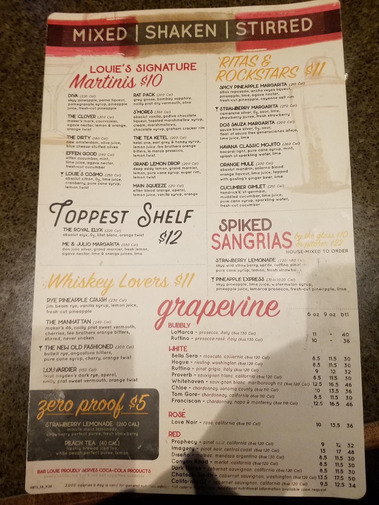 Menu at Bar Louie, Baltimore, -C Honeygo Boulevard