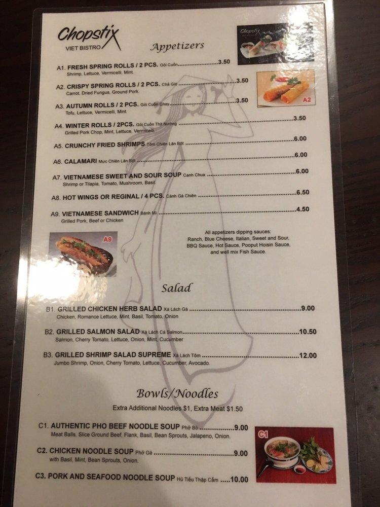 Menu at Chopstix Vietnamese, Korean, And Boba Tea restaurant