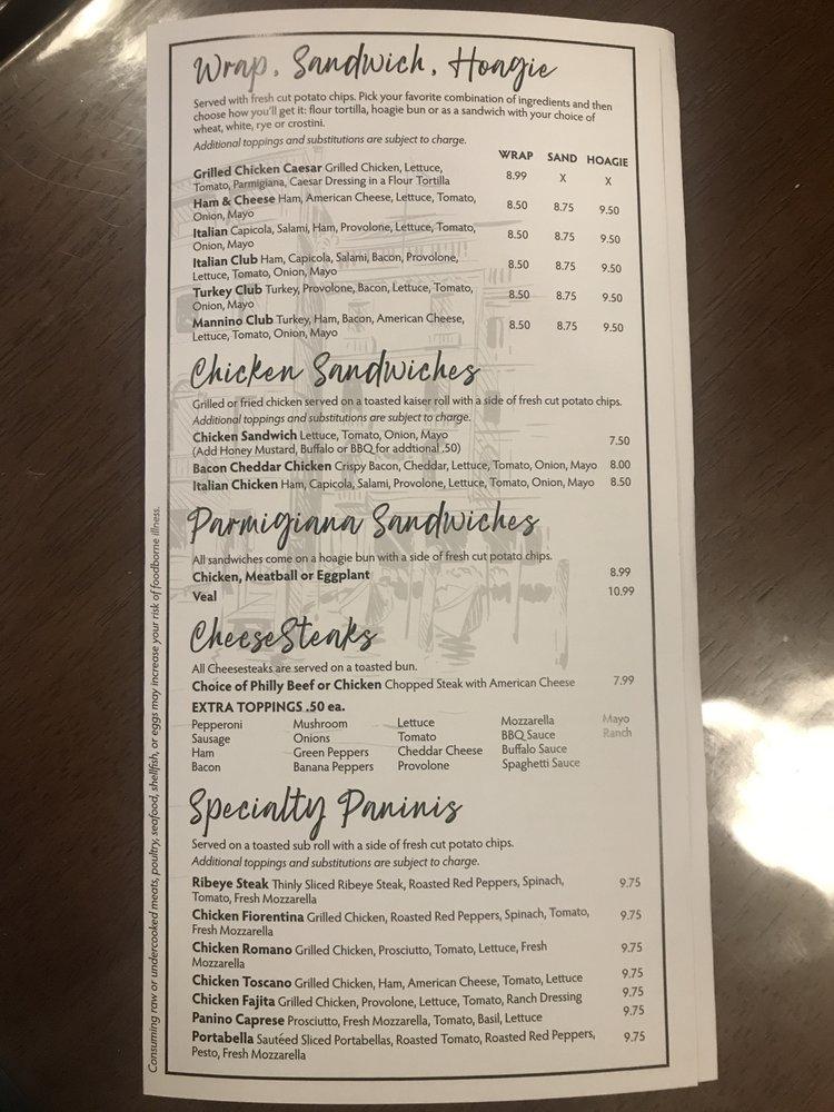 Menu at Mannino Italian Garden restaurant, Meadville