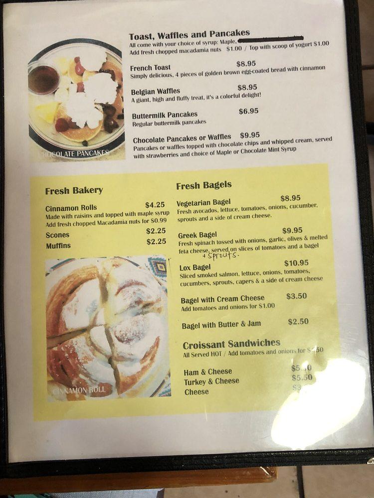 Menu at Sunrise Cafe, Lahaina