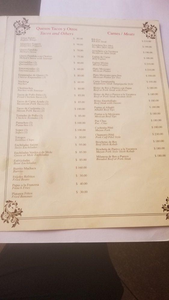 Menu at Casa Denis restaurant, San Miguel de Cozumel, C. 1 Sur No. 132