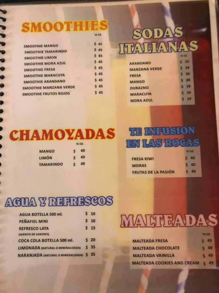 Menu at La Rocca restaurant, Mexico City