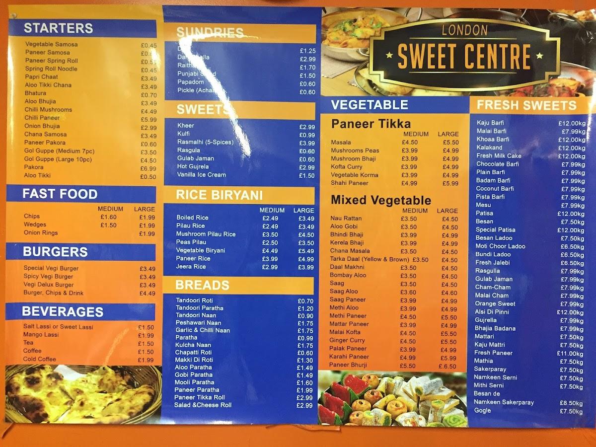 Menu at London Sweet Centre restaurant, Bedford