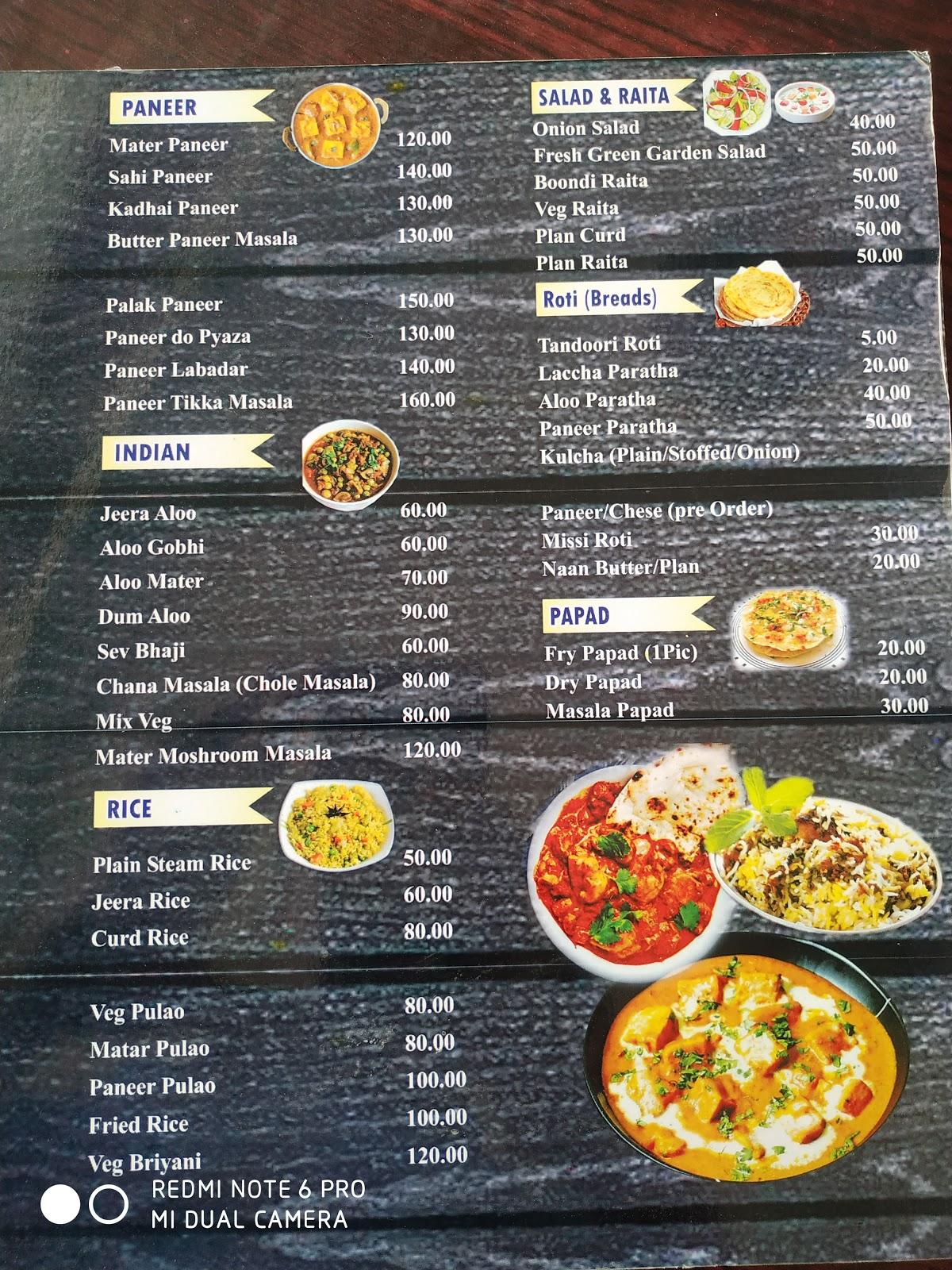 Menu At Shri Ram Dhawa And Restaurant Gwalior