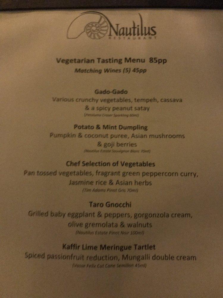 Menu at Nautilus Restaurant, Port Douglas