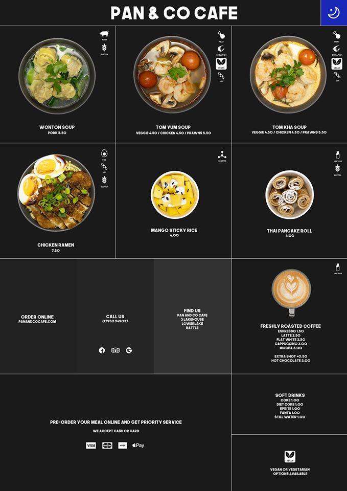 Menu at Pan & Co Cafe, Battle