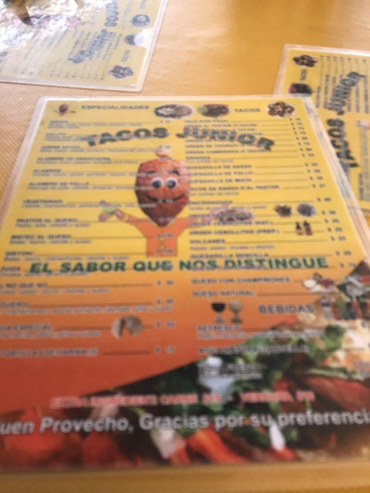 Menu at TACOS JUNIOR restaurant, Bucerías
