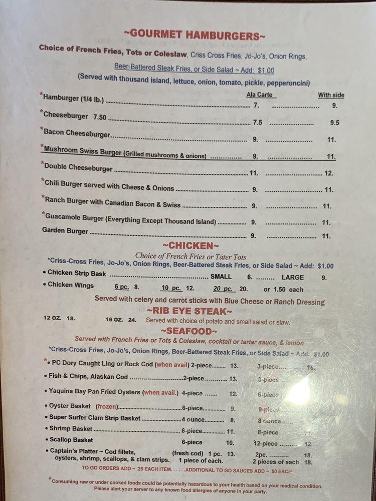Menu at Sportsman's PubnGrub, Pacific City