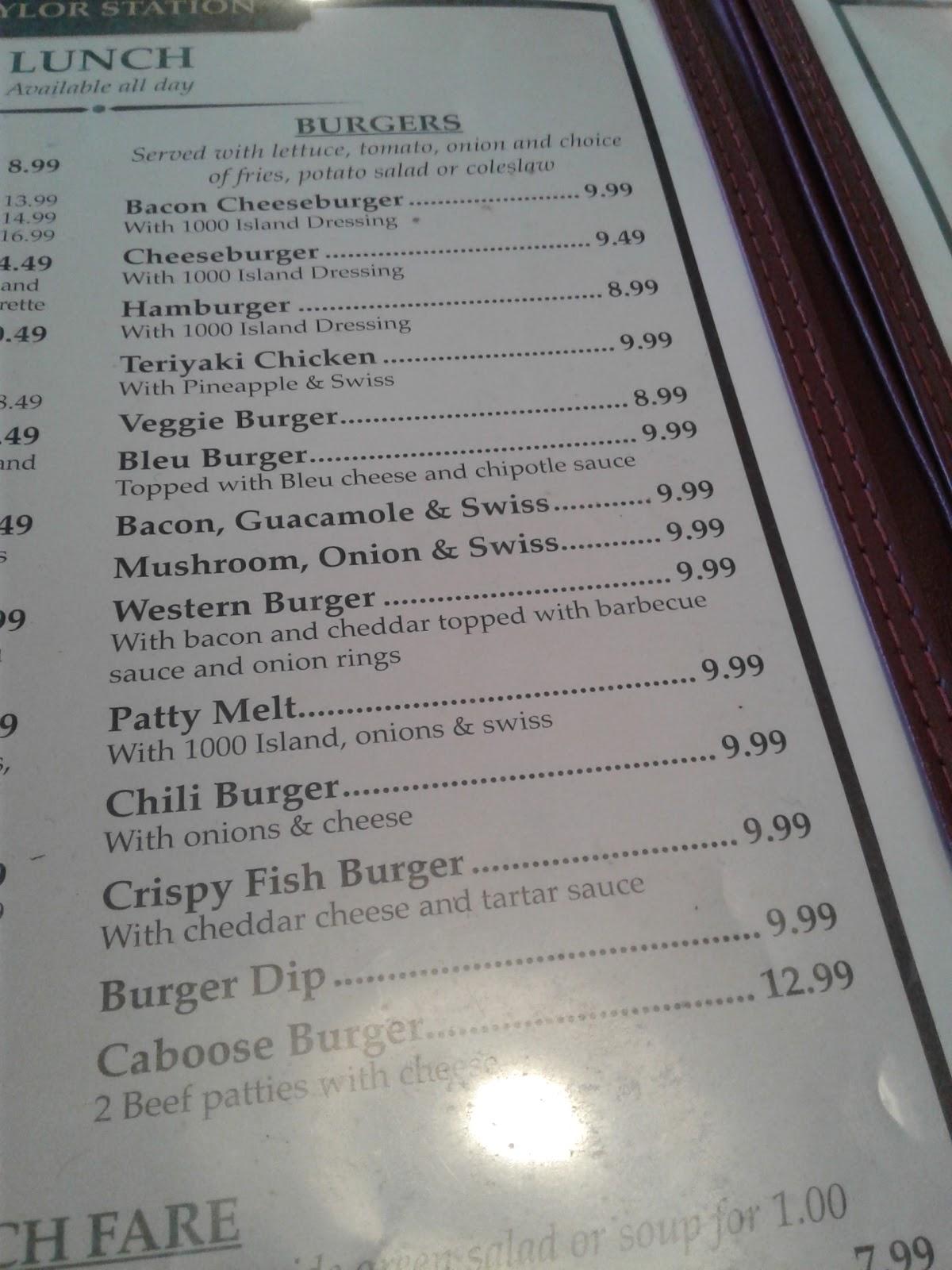 Menu at Taylor Station Restaurant & Lounge, Kamilche, 62 SE Lynch Rd