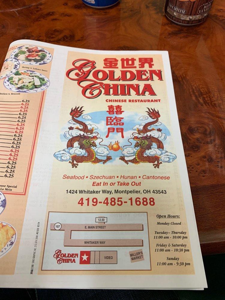 Menu at GOLDEN CHINA restaurant, Montpelier