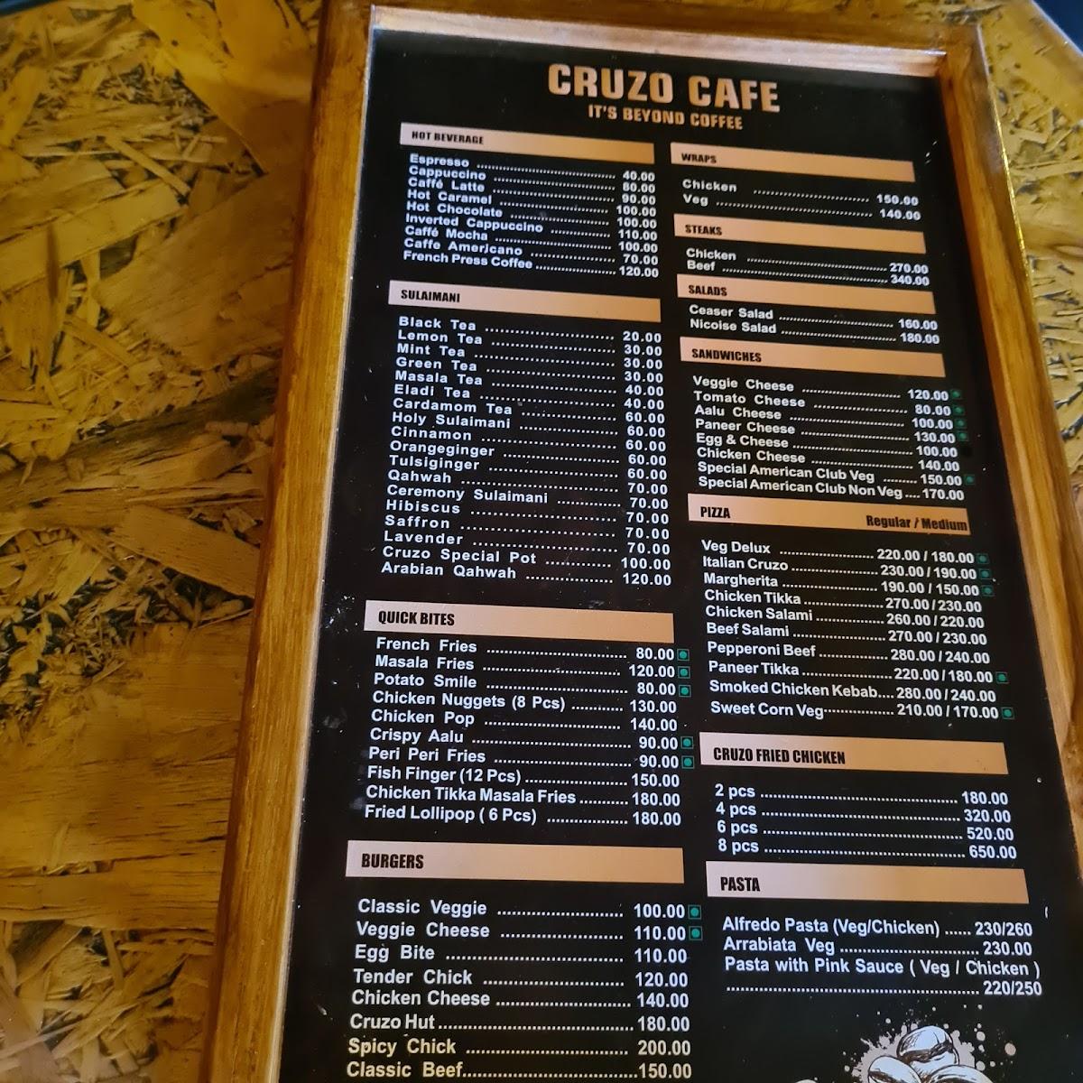 Cafe cruz menu