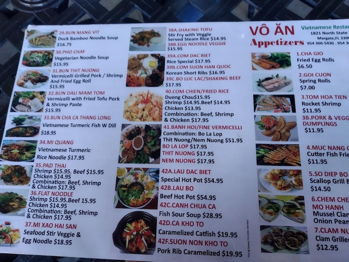 Menu at Vo An Vietnamese restaurant, Margate