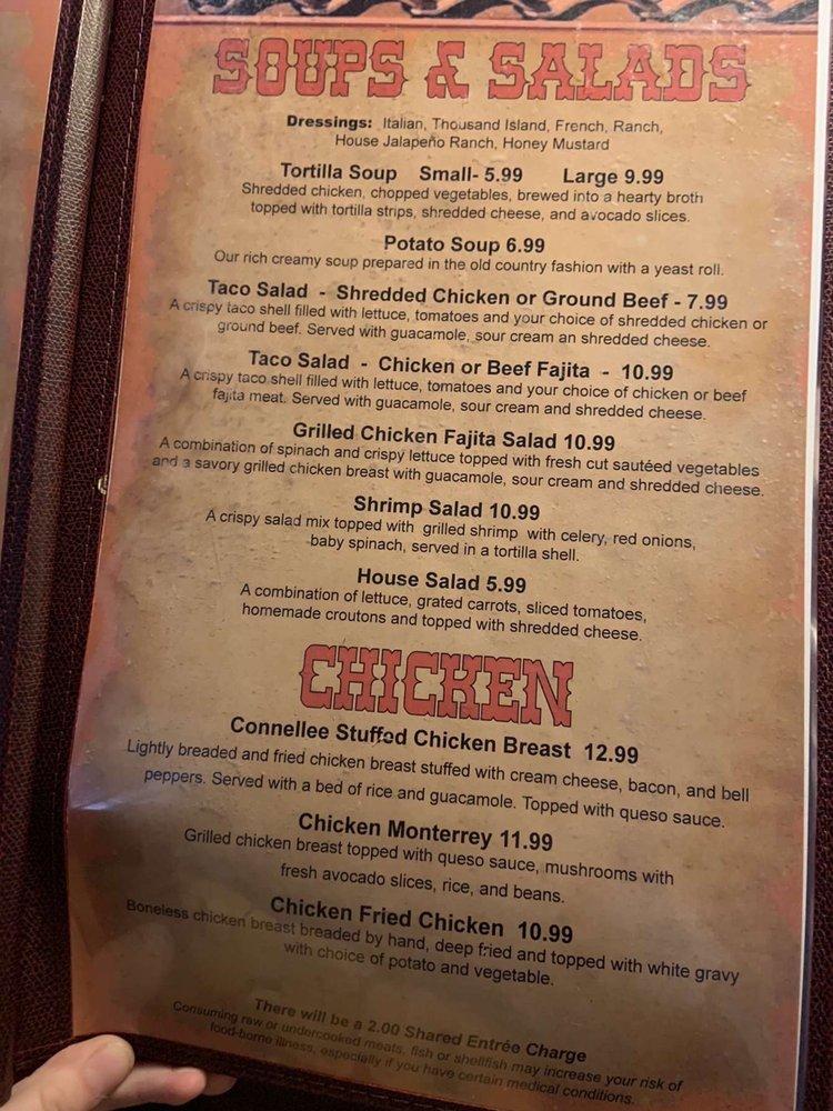 Menu at La Hacienda restaurant, Eastland