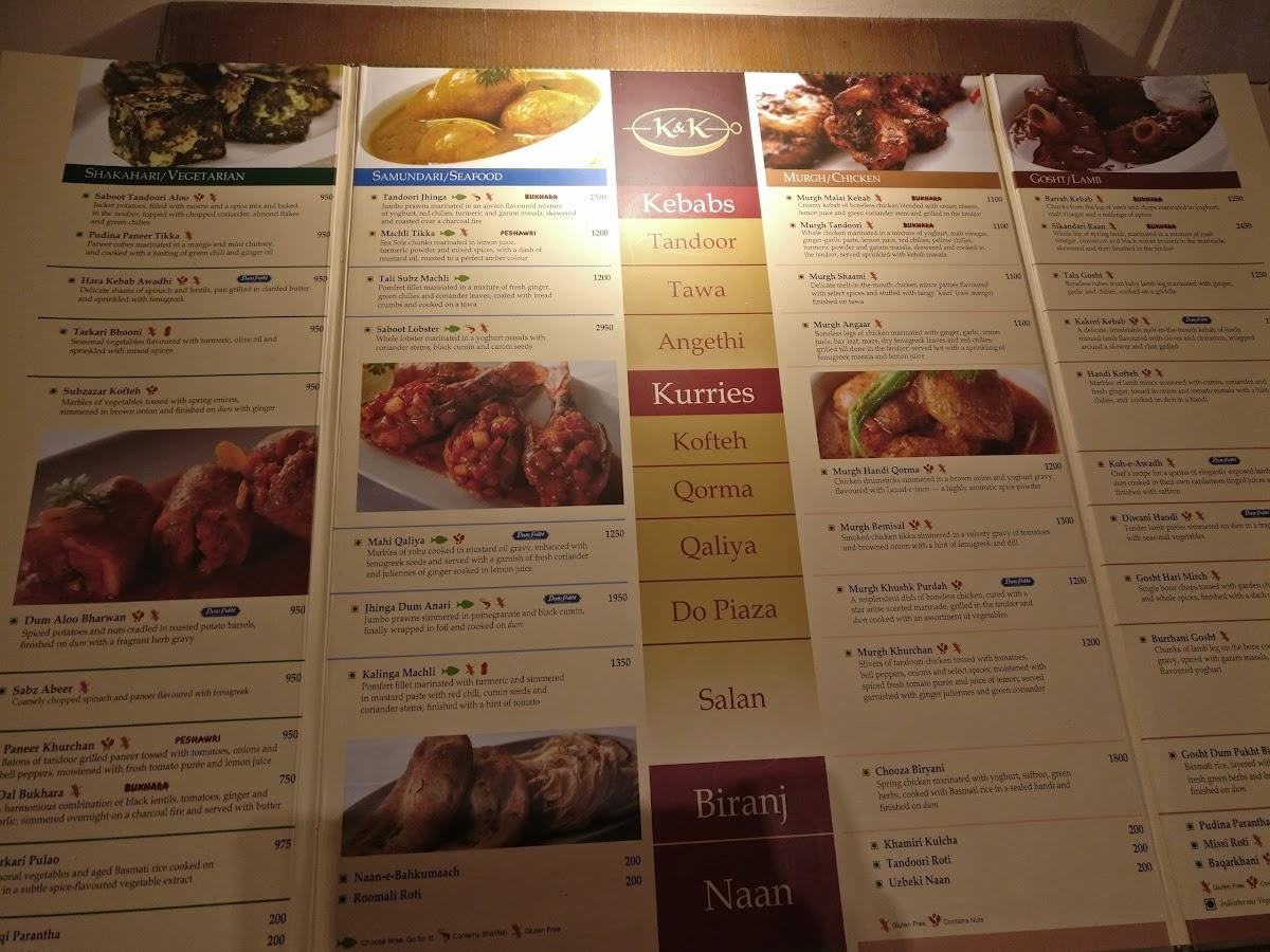 Menu at Kebabs & Kurries, ITC Gardenia Restaurants In Bengaluru