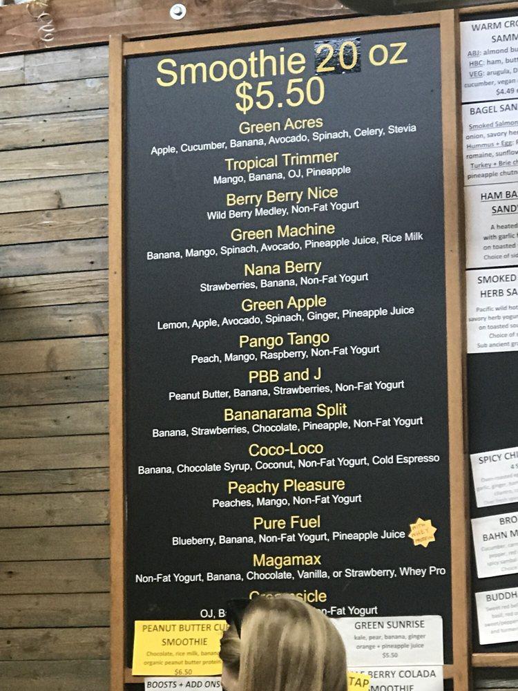 Menu at Happy Belly eatery + juice bar,