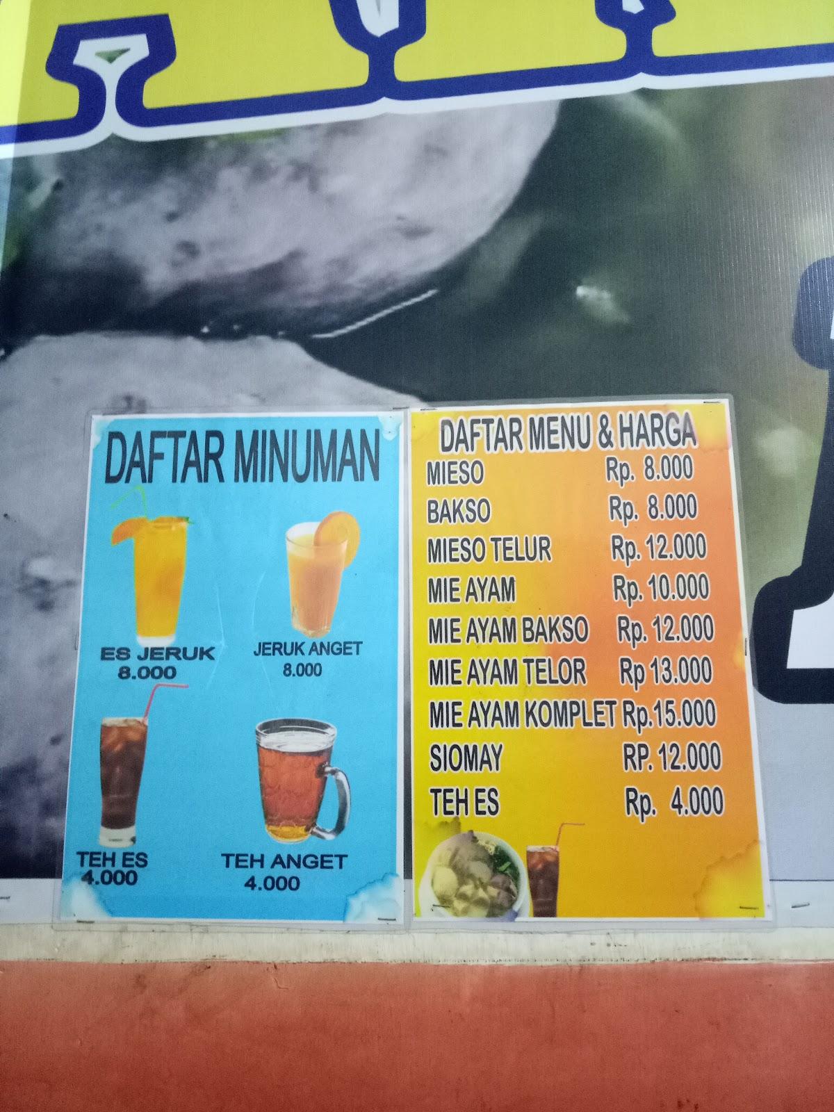 Menu At Mie Ayam And Bakso Barokah Padang