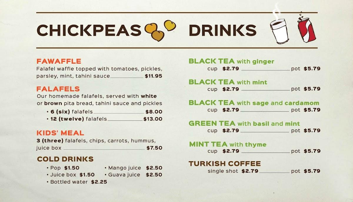 Menu at Chickpeas fast food, Ottawa, 500 Terminal Ave A05