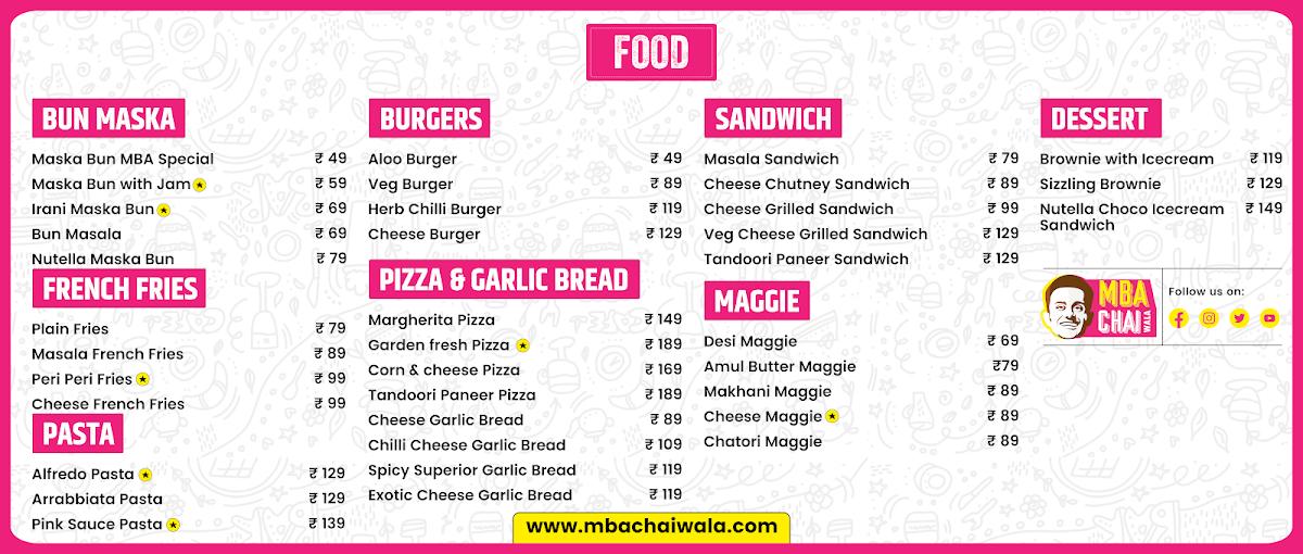 Mba Chai Wala menu