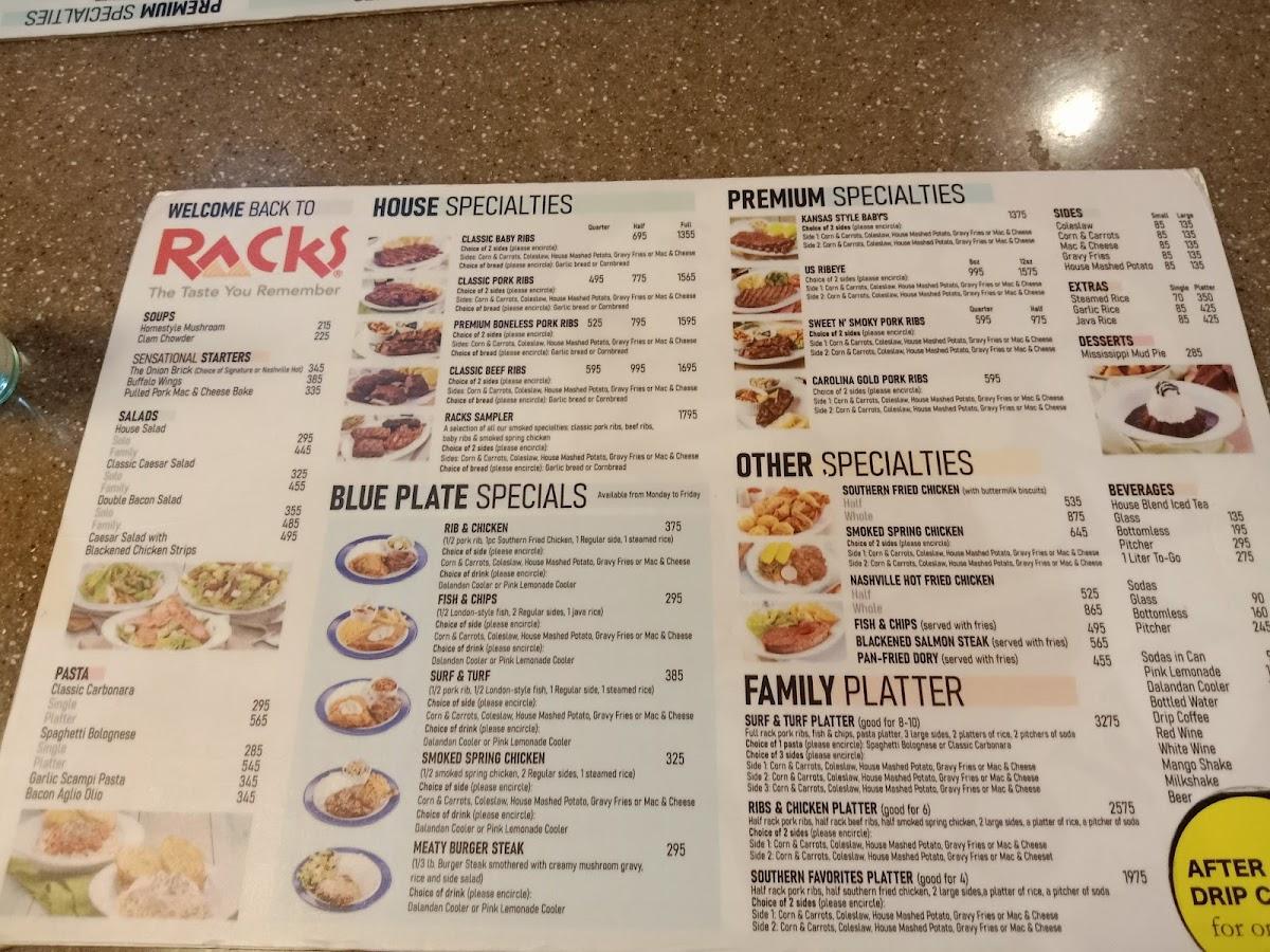 Menu at RACKS (Aseana, Paranaque City) restaurant, Parañaque, Aseana Square