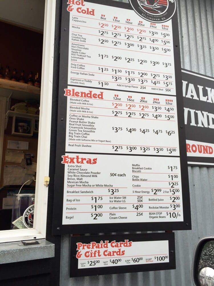 Menu at The Bean Stop restaurant, Bellingham, E Maple St