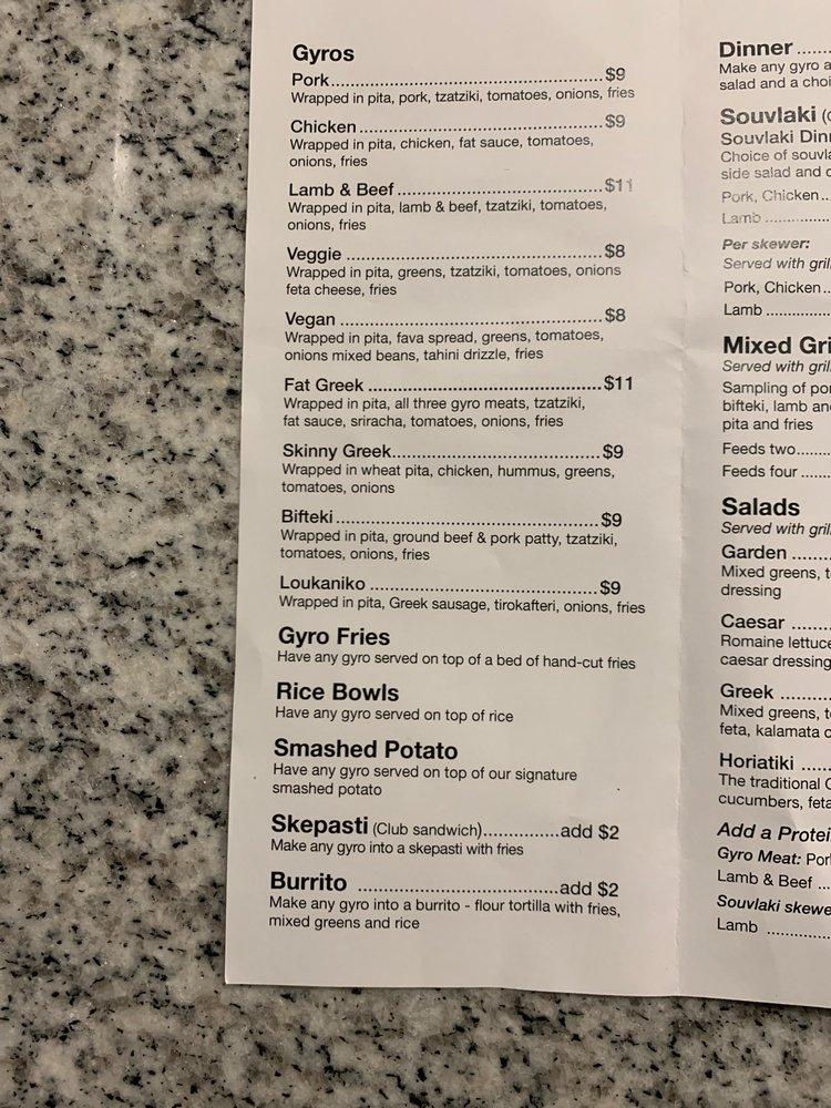 Menu at The Fat Greek restaurant, Haverhill
