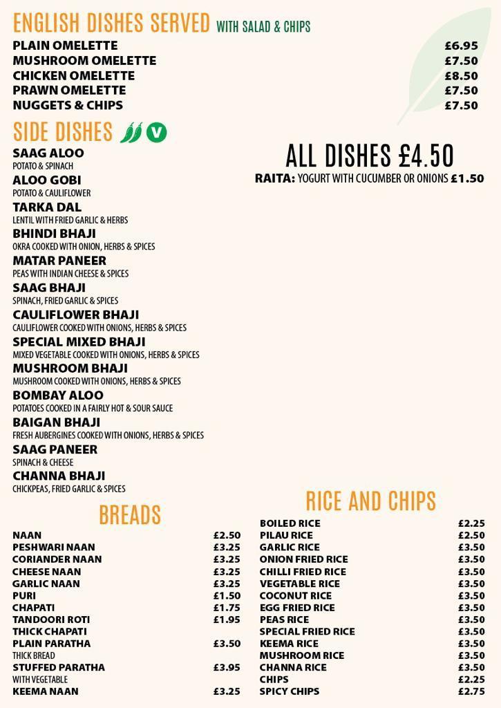 Menu at Bay Leaf Indian Cuisine fast food, Stockport