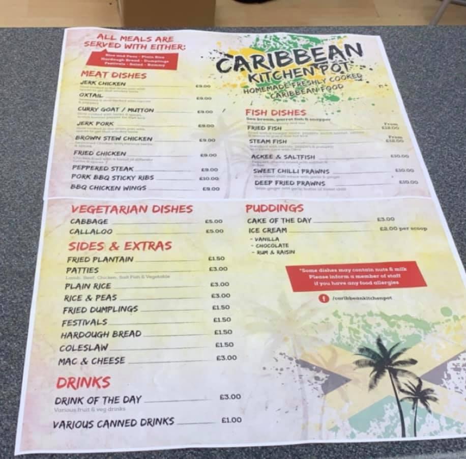 Menu at Caribbean Kitchen Pot restaurant, Twickenham