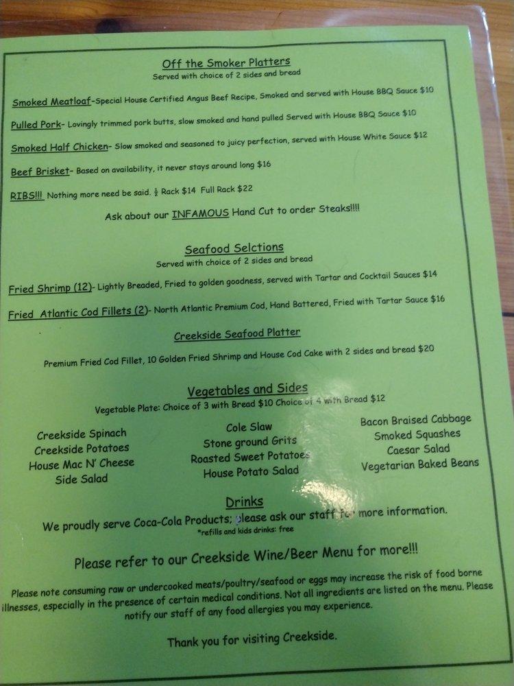 Menu at A&B Creekside Restaurant and Catering, Cave Spring, 23