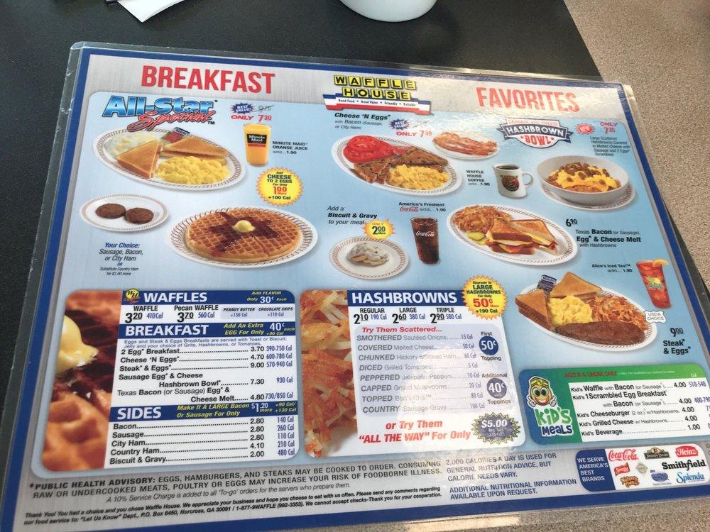 Menu at Waffle House restaurant, Paragould, W Kingshighway