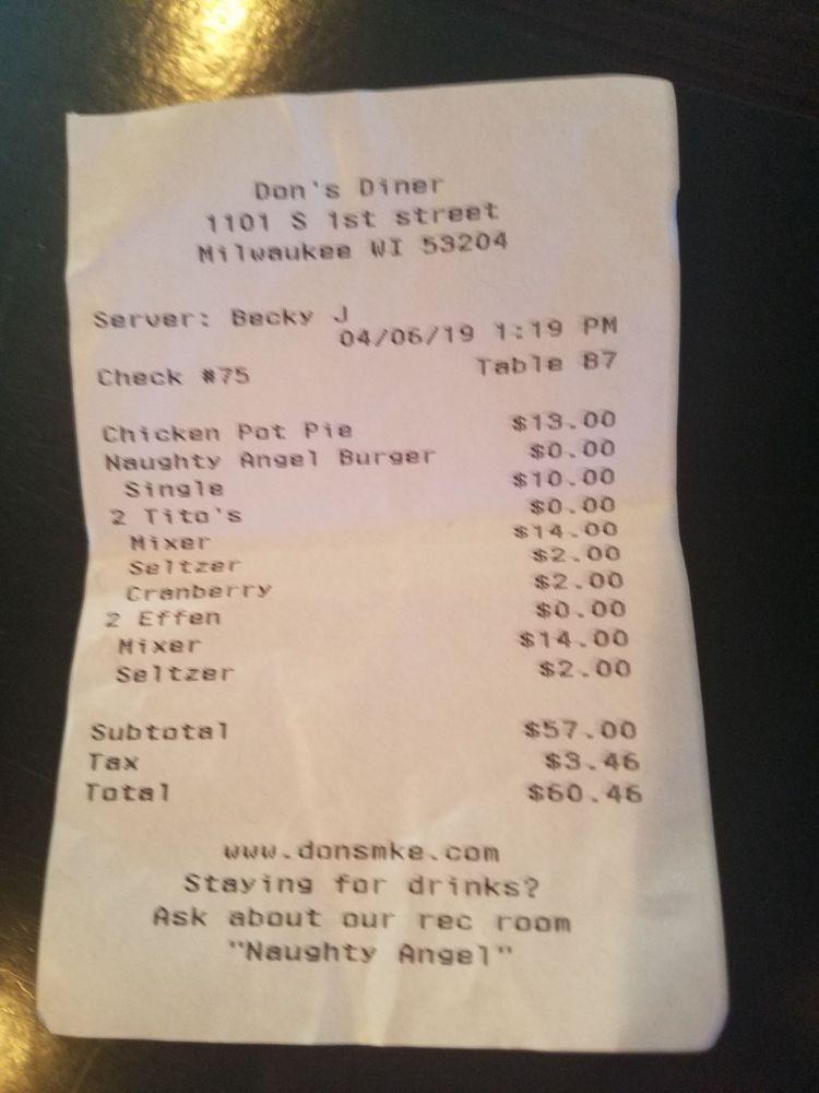 Menu at Don's TV & Repair Speakeasy restaurant, Milwaukee