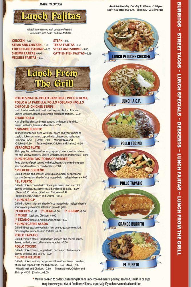 Menu at La Carreta Mexican Restaurant, Thomasville, Randolph St