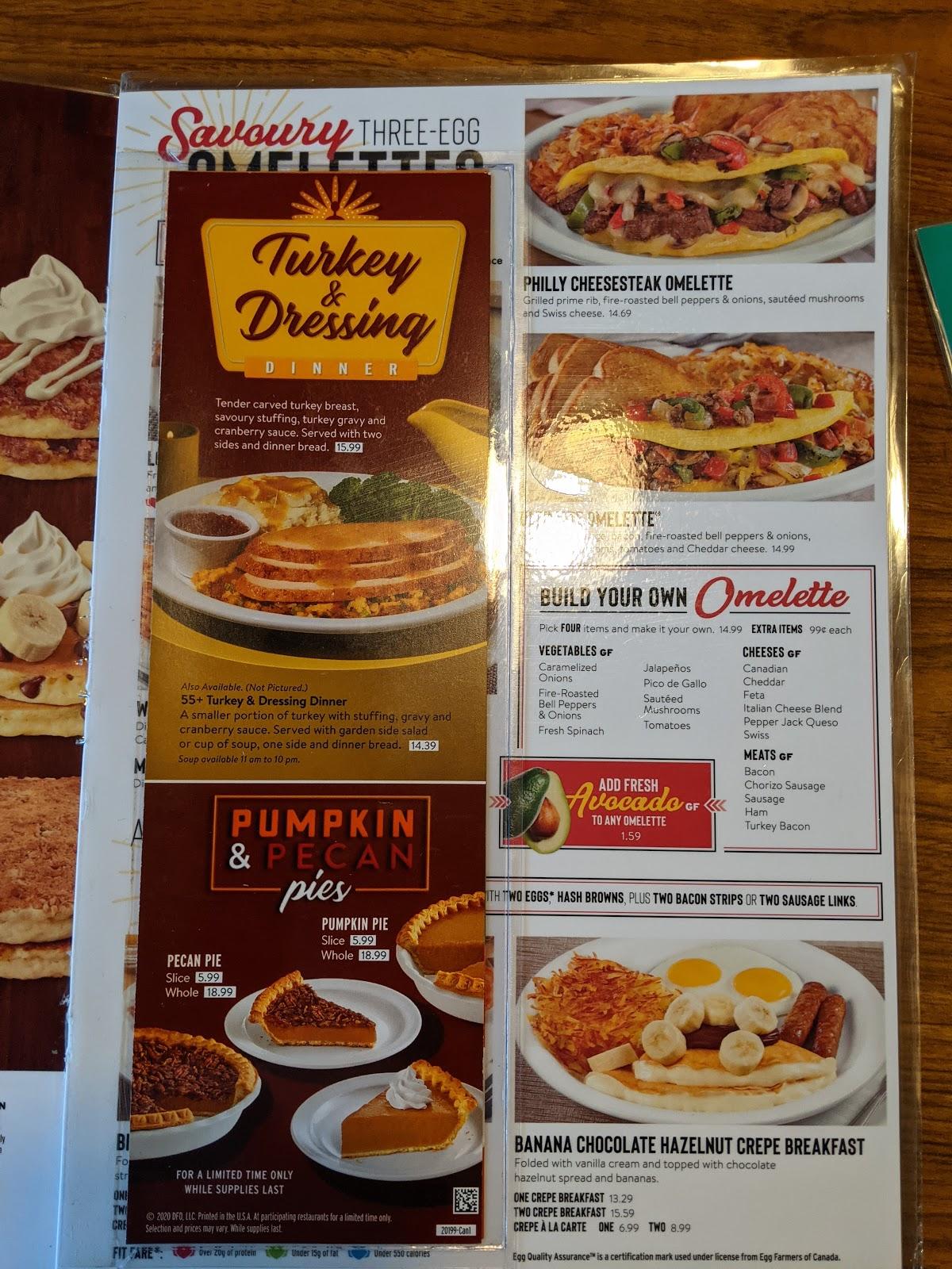 Menu at Denny's restaurant, Surrey