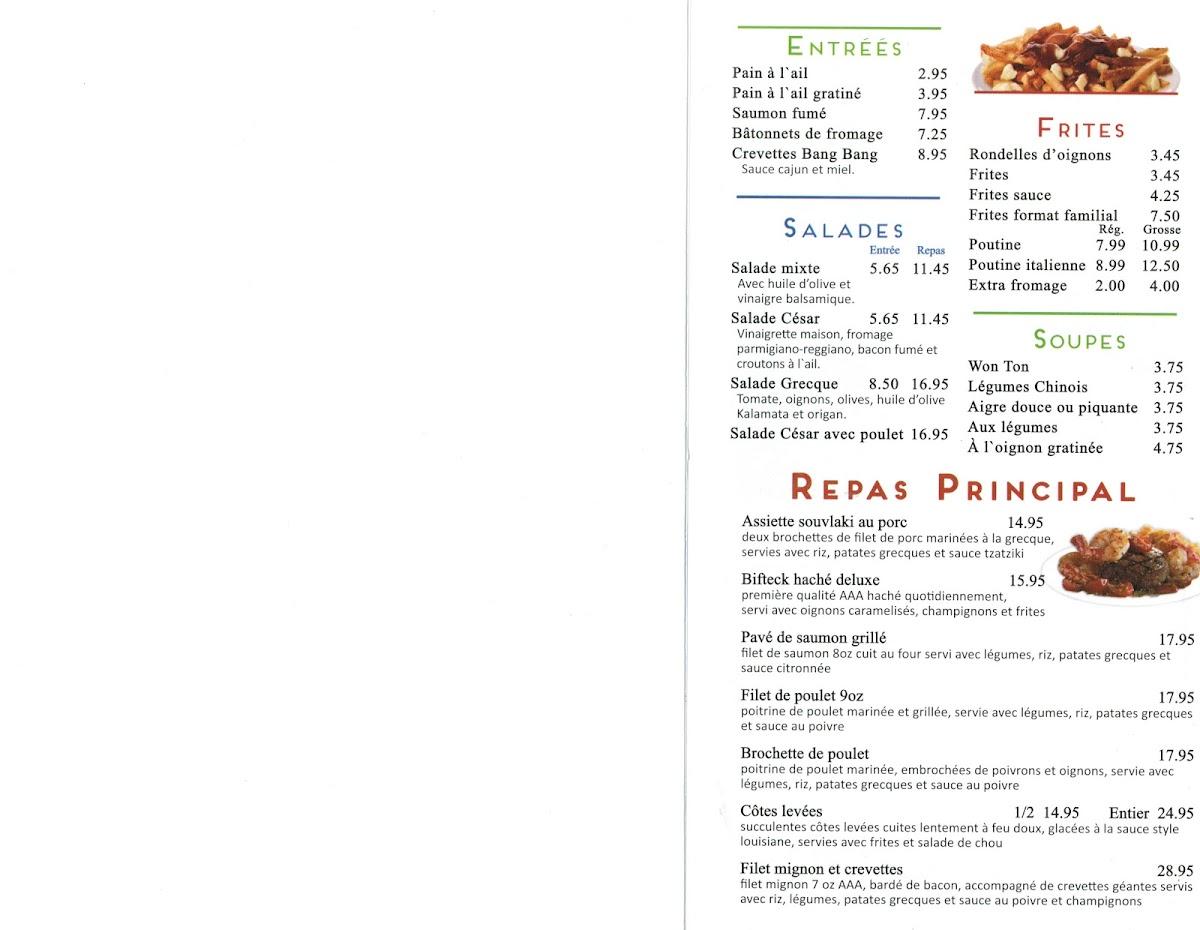 Menu au Restaurant SaintBazile, SaintBasileleGrand