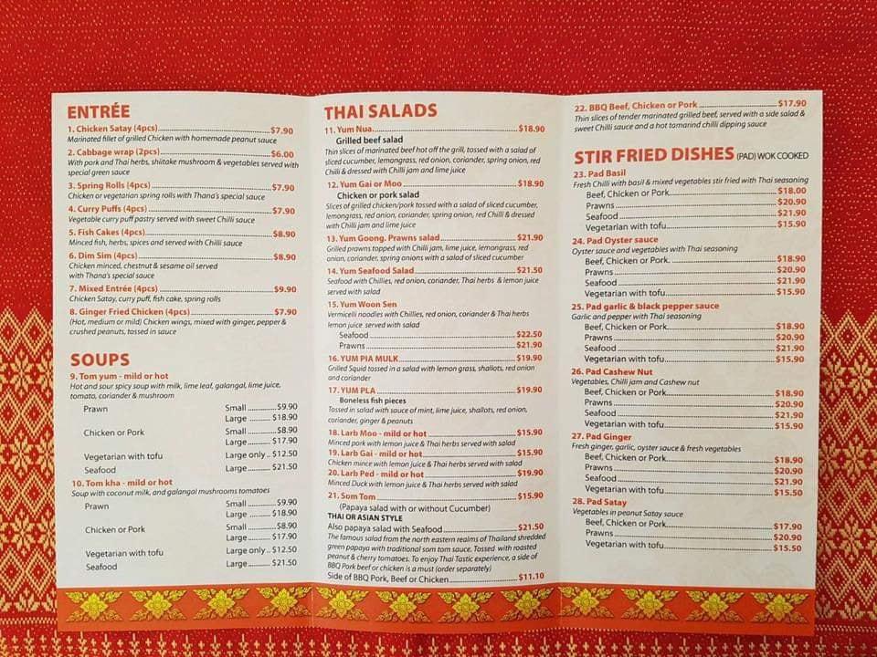 Menu At Thai Tastic Restaurant Port Macquarie   R5bf Menu Thai Tastic Restaurant 2021 08 