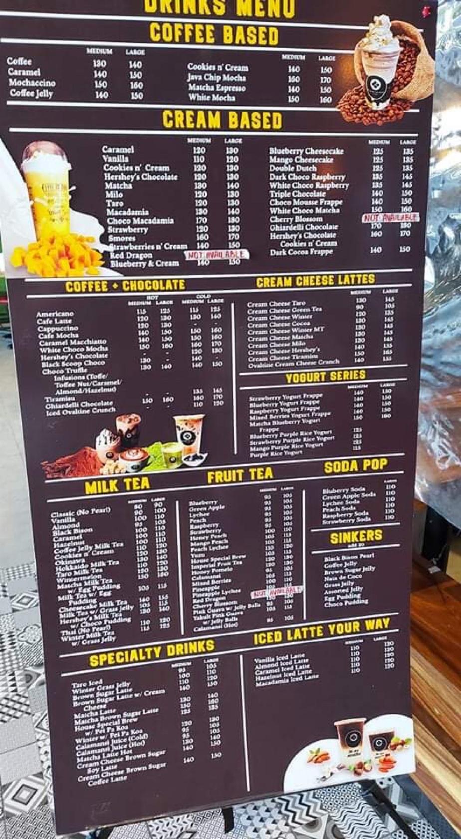 Menu at Black Scoop Cafe Lipa Town Center, Lipa